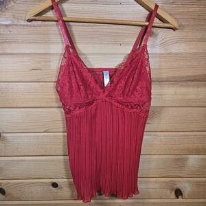 Marilyn Monroe Cami Tank Top Camisole Lace Red Womens Large Sexy Siren Cocktail